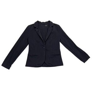 Garnet Hill Blazer 10 Navy Blue Academy Jacket Jersey Lined Stretch Coat Organic
